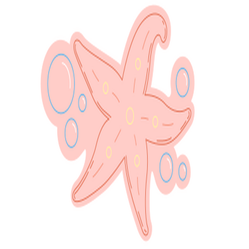 Diseño divertido de estrella de mar con burbujas. Diseño PNG
