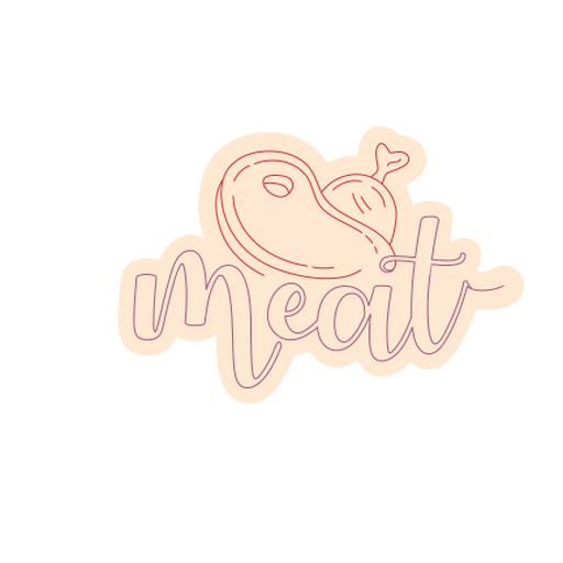 Playful meat illustration with whimsical text design PNG Design