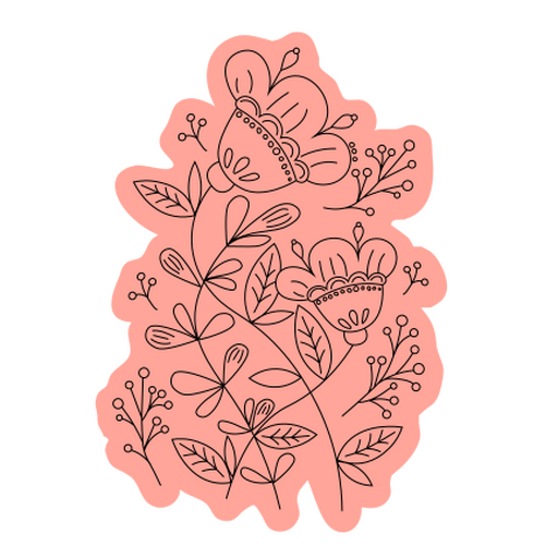 Floral line art design with intricate botanical illustrations PNG Design