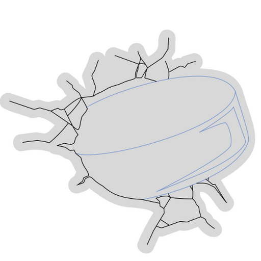 Dynamischer Hockeypuck, der durch ein Wanddesign bricht PNG-Design