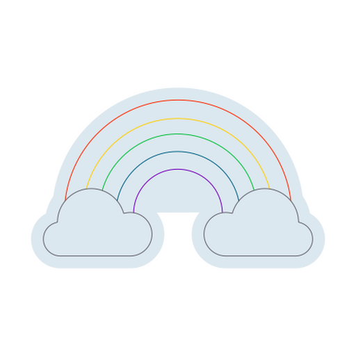 Colorful rainbow with clouds illustration design PNG Design