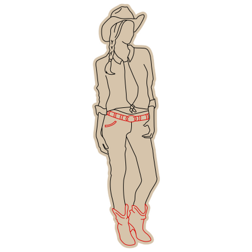 Stylish cowgirl outline design PNG Design