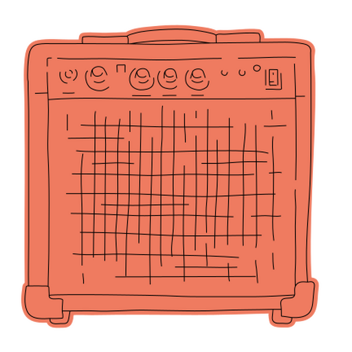 Stylized guitar amplifier illustration PNG Design
