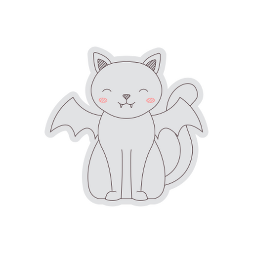 Cute cartoon bat cat sticker design PNG Design