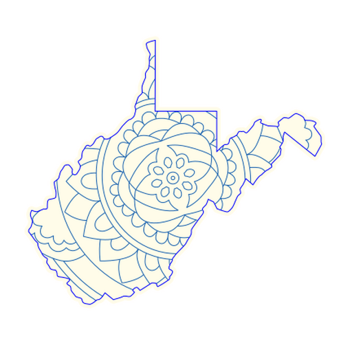 Kompliziertes Mandala-Kartendesign von West Virginia PNG-Design