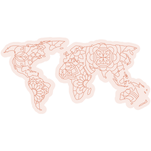 Intricate world map illustration with floral designs PNG Design