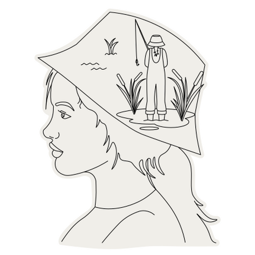 Ilustração única de silhueta de pesca Desenho PNG