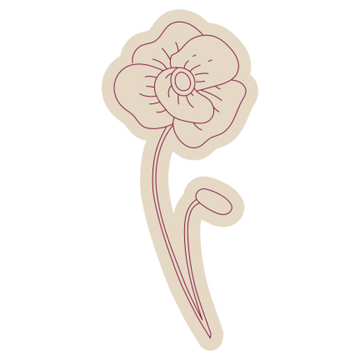 Stilisiertes Illustrationsdesign mit einer einzelnen Blume PNG-Design