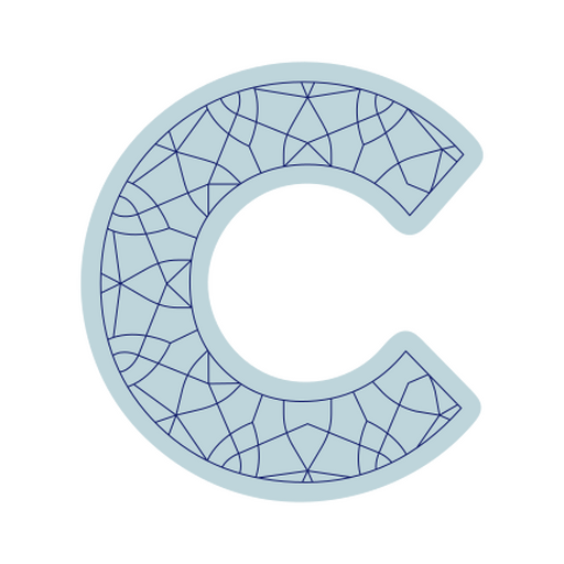 Design elegante da letra C com padrões complexos Desenho PNG