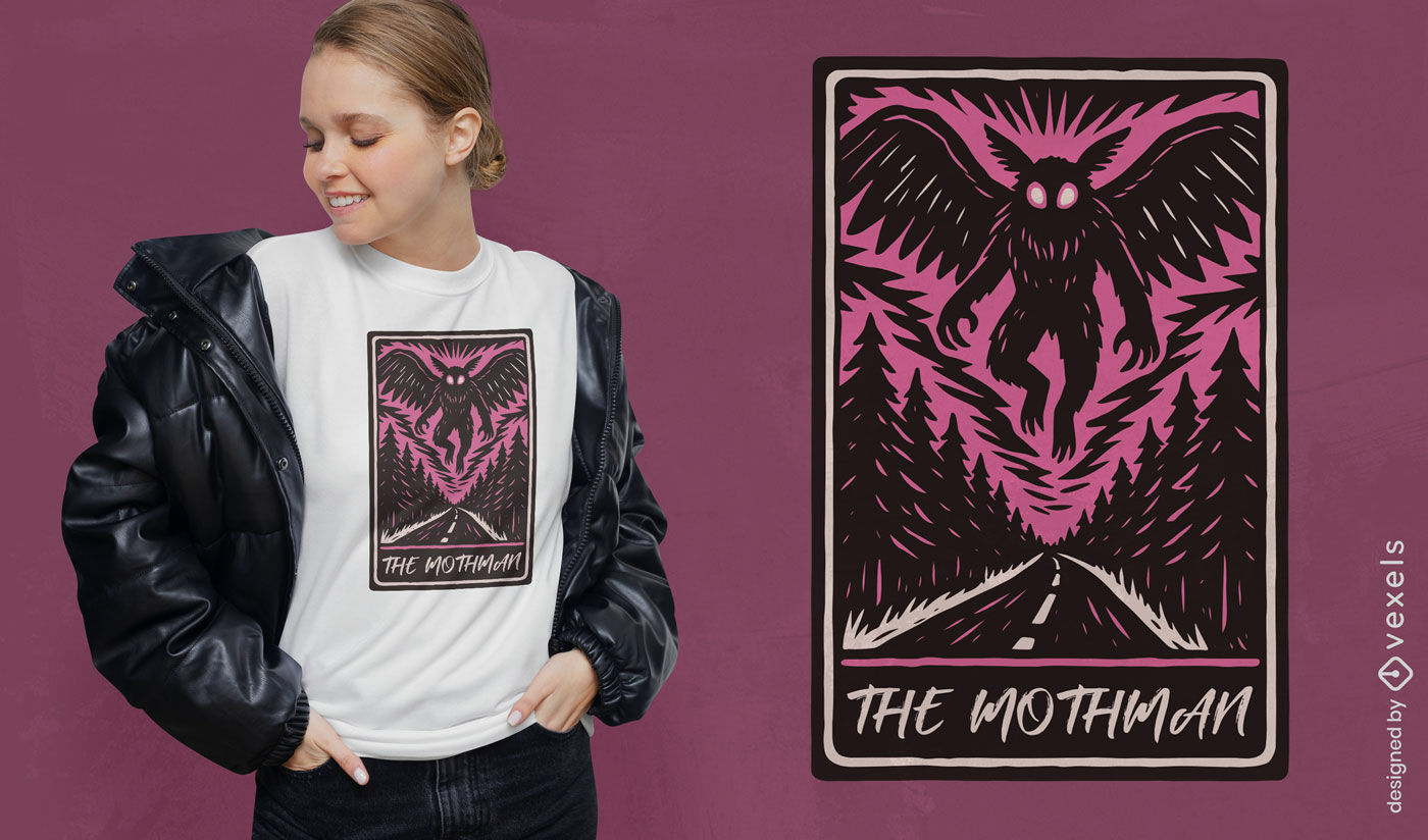 Diseño de camiseta con póster del críptido Mothman