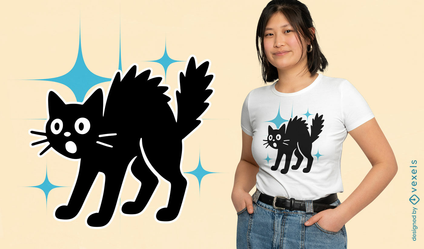 Scared black cat t-shirt design