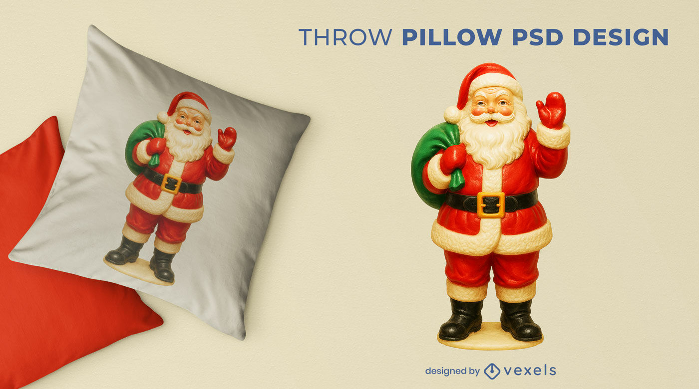 Glossy Santa throw pillow design
