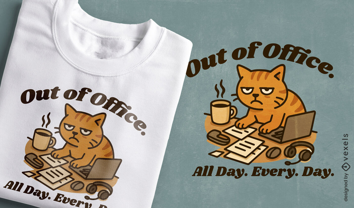 Grumpy office cat coffee t-shirt design