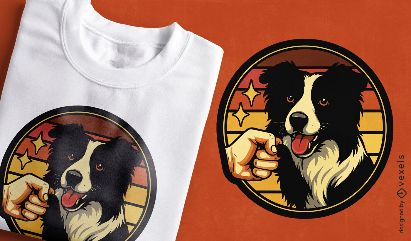 Design de camiseta com estampa de Border Collie dando um toque de punho