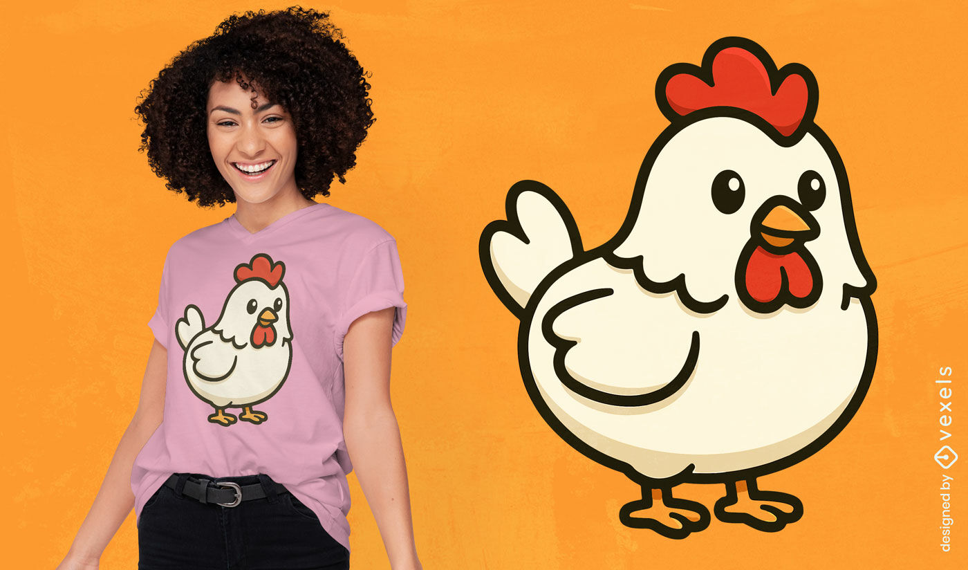 Design de camiseta com desenho de galinha fofa