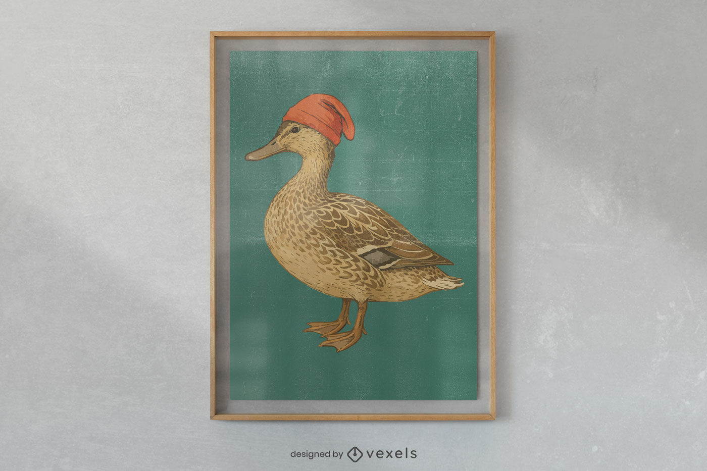 Duck with beanie poster design