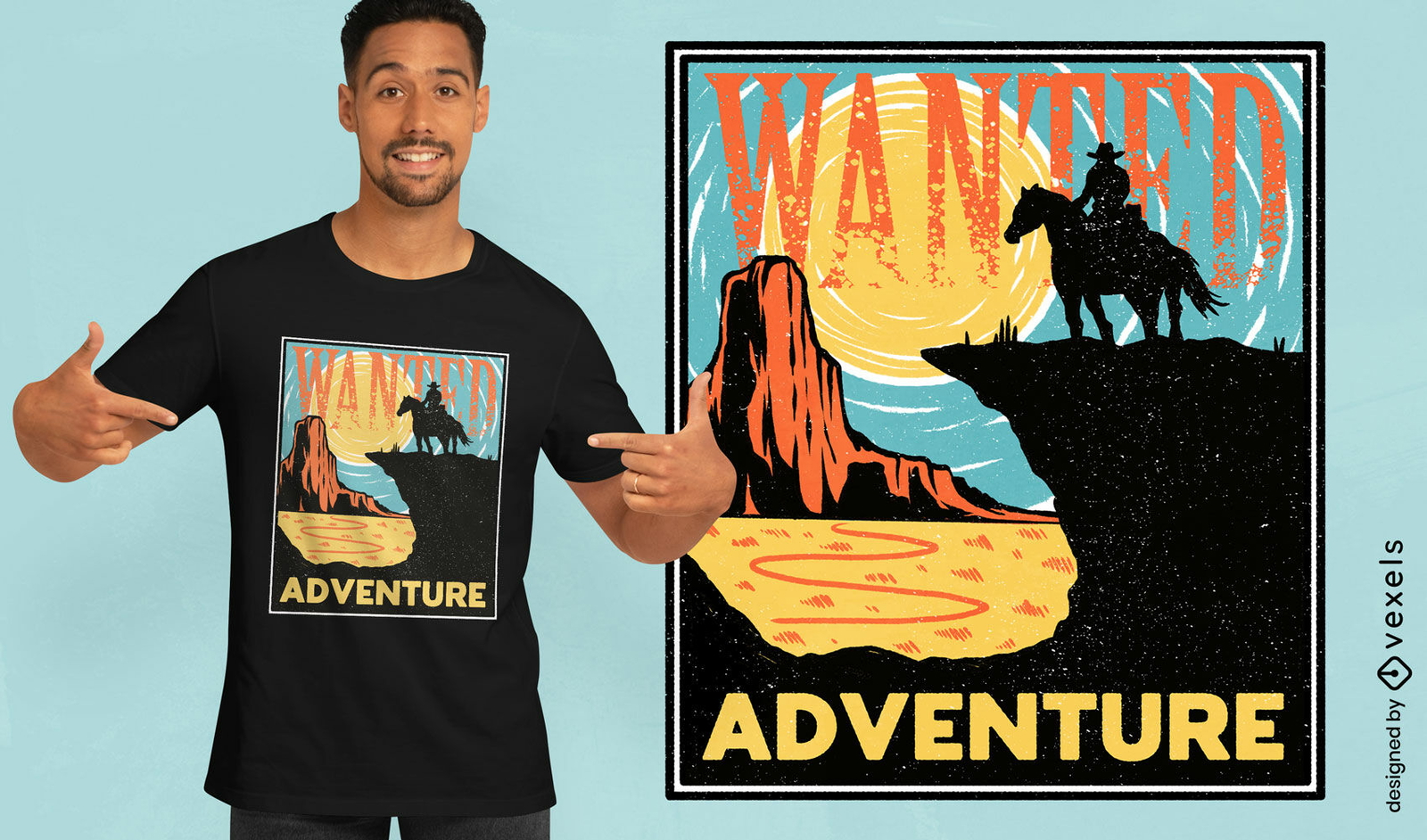 Design de camiseta "Procura-se aventureiro cowboy"