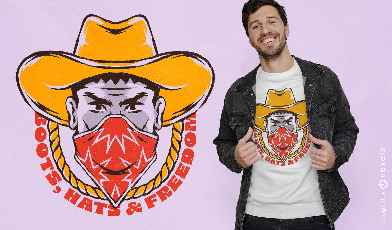 Design de camiseta de cowboy do oeste em PSD