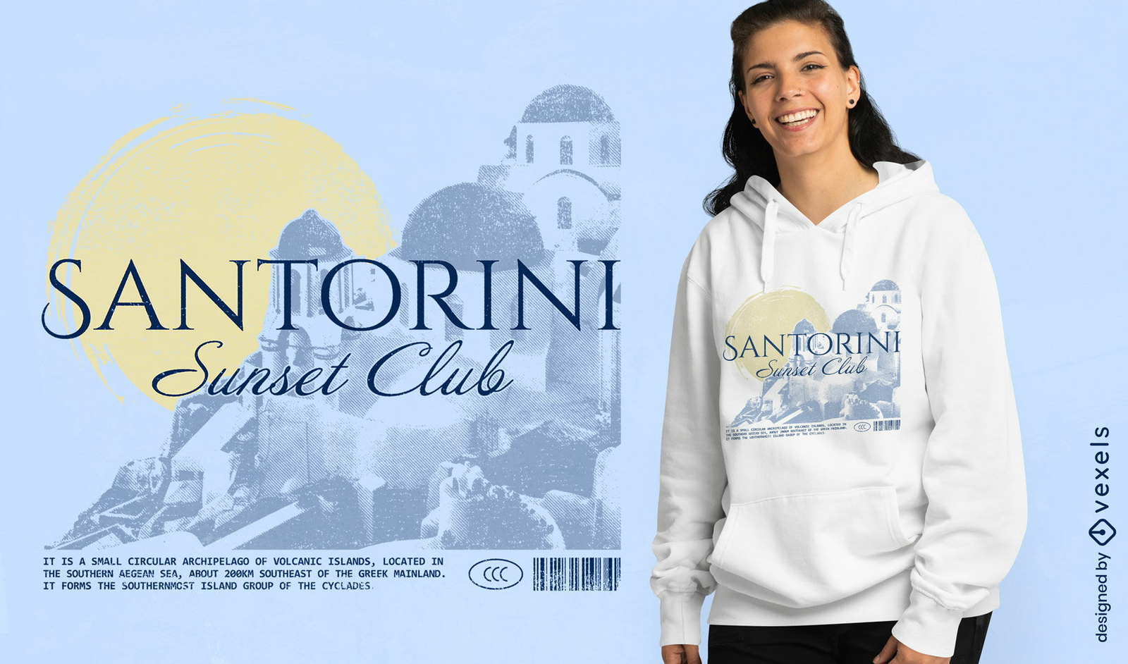 T-Shirt-Design für den Sonnenuntergangsclub Santorini