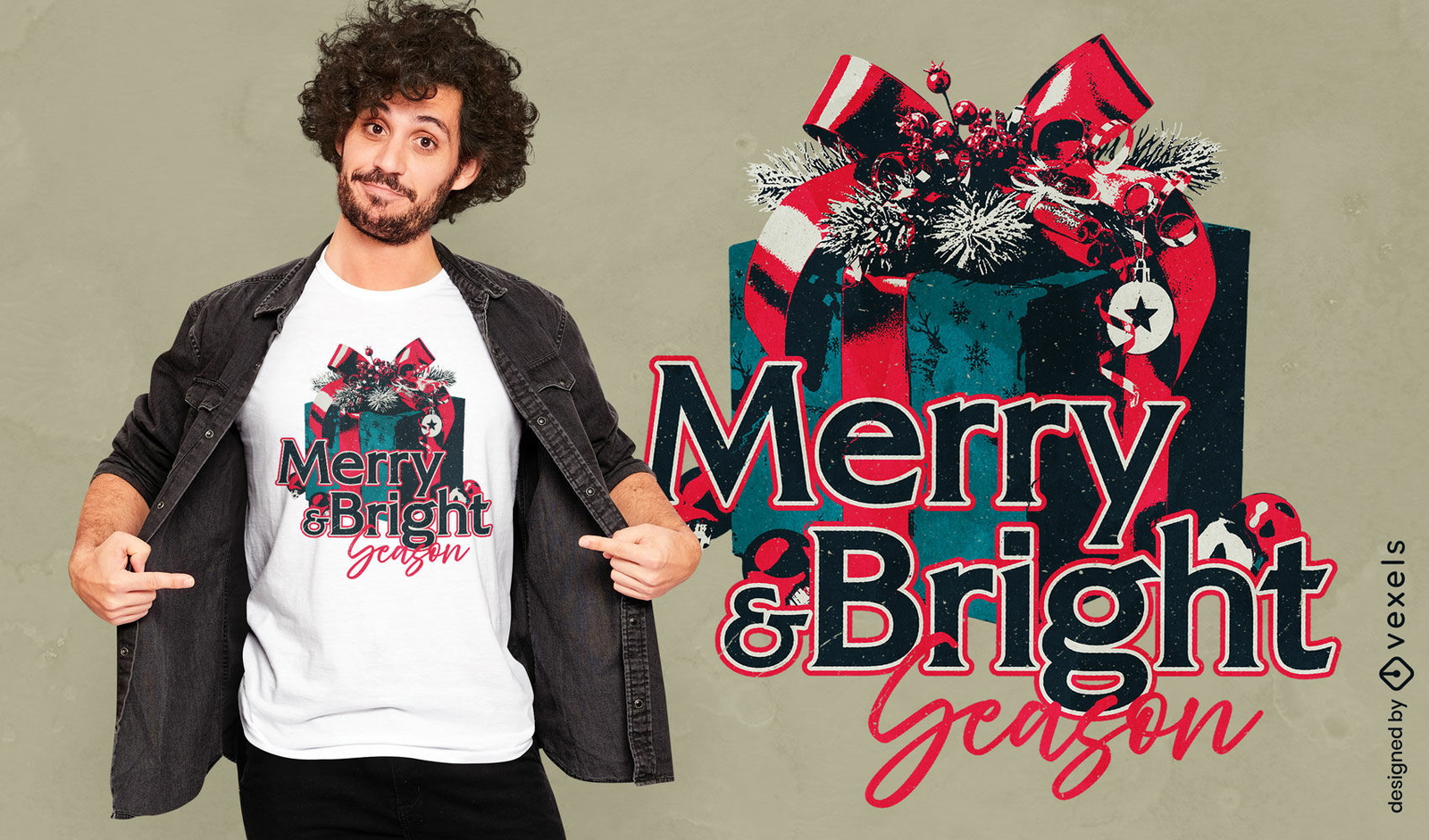 Weihnachtsgeschenk-T-Shirt-Design (PSD-Datei)