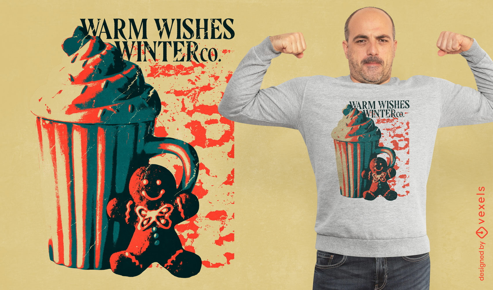 Christmas hot chocolate drink psd t-shirt design