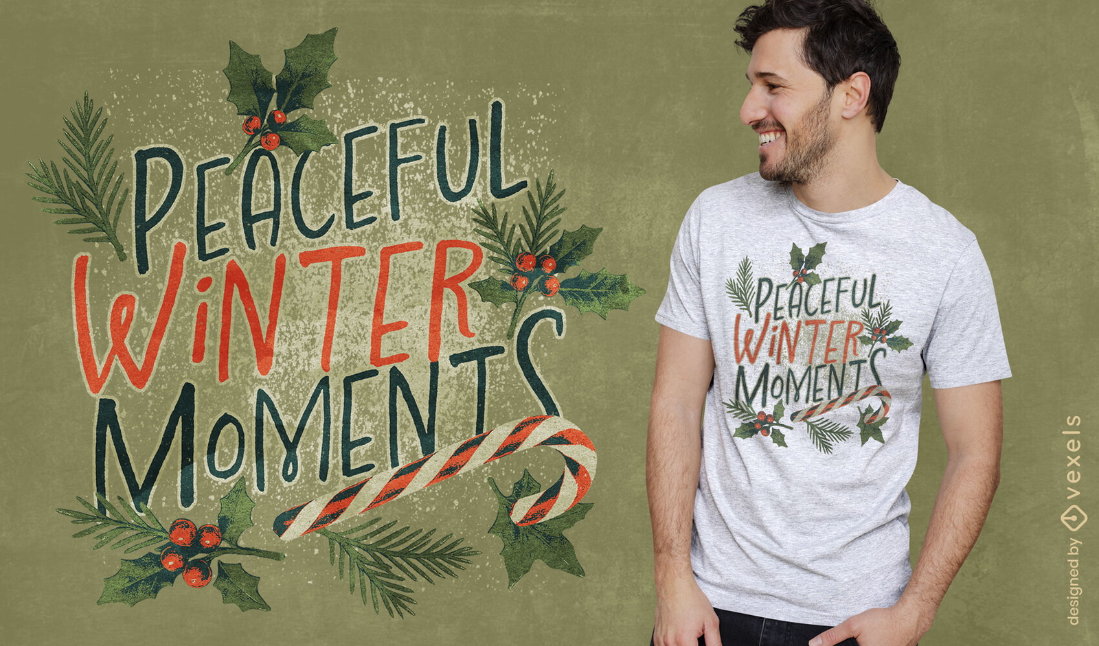 Winter moments Christmas quote psd t-shirt design
