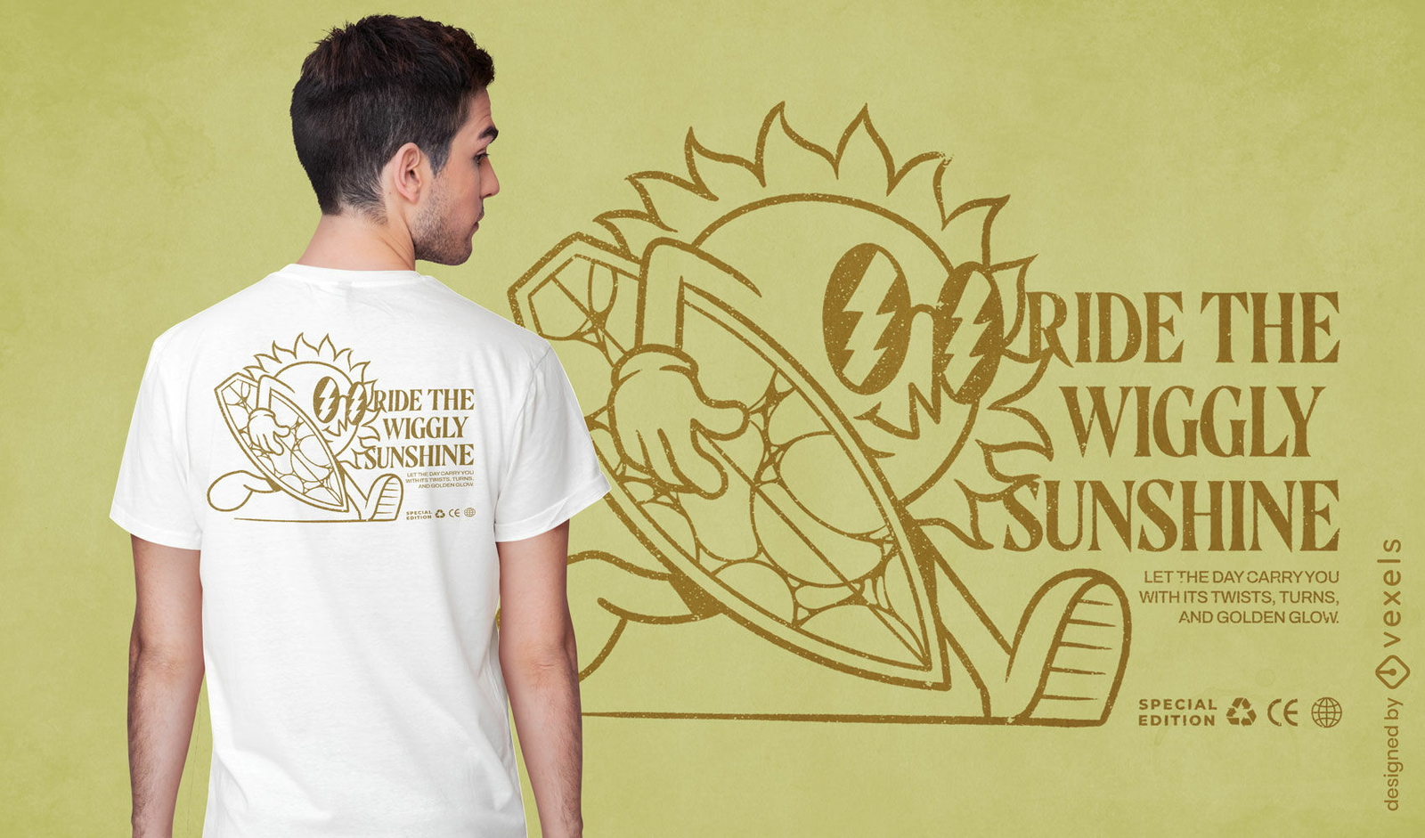 Surfer sun with surfboard psd t-shirt design