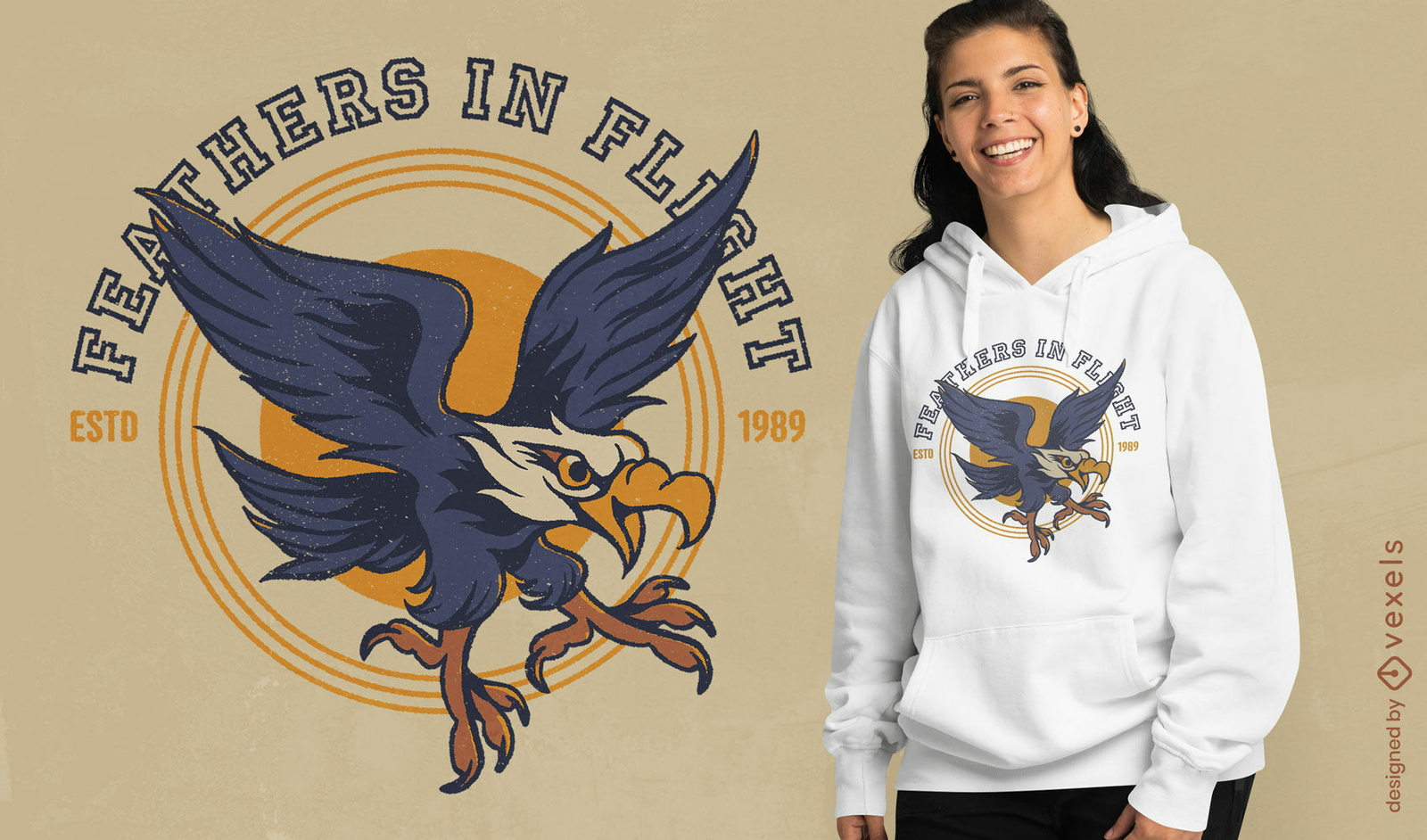 Federn im Flug Adler PSD T-Shirt-Design