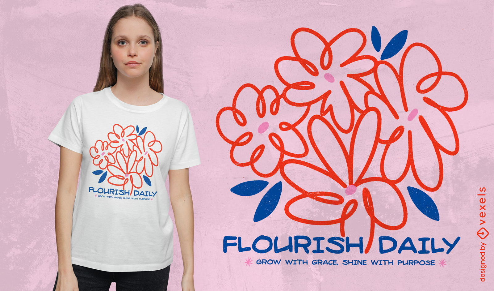 Flourish Daily Flower T-Shirt Design