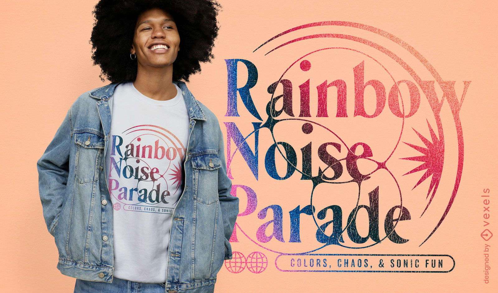 Playful rainbow noise parade t-shirt design