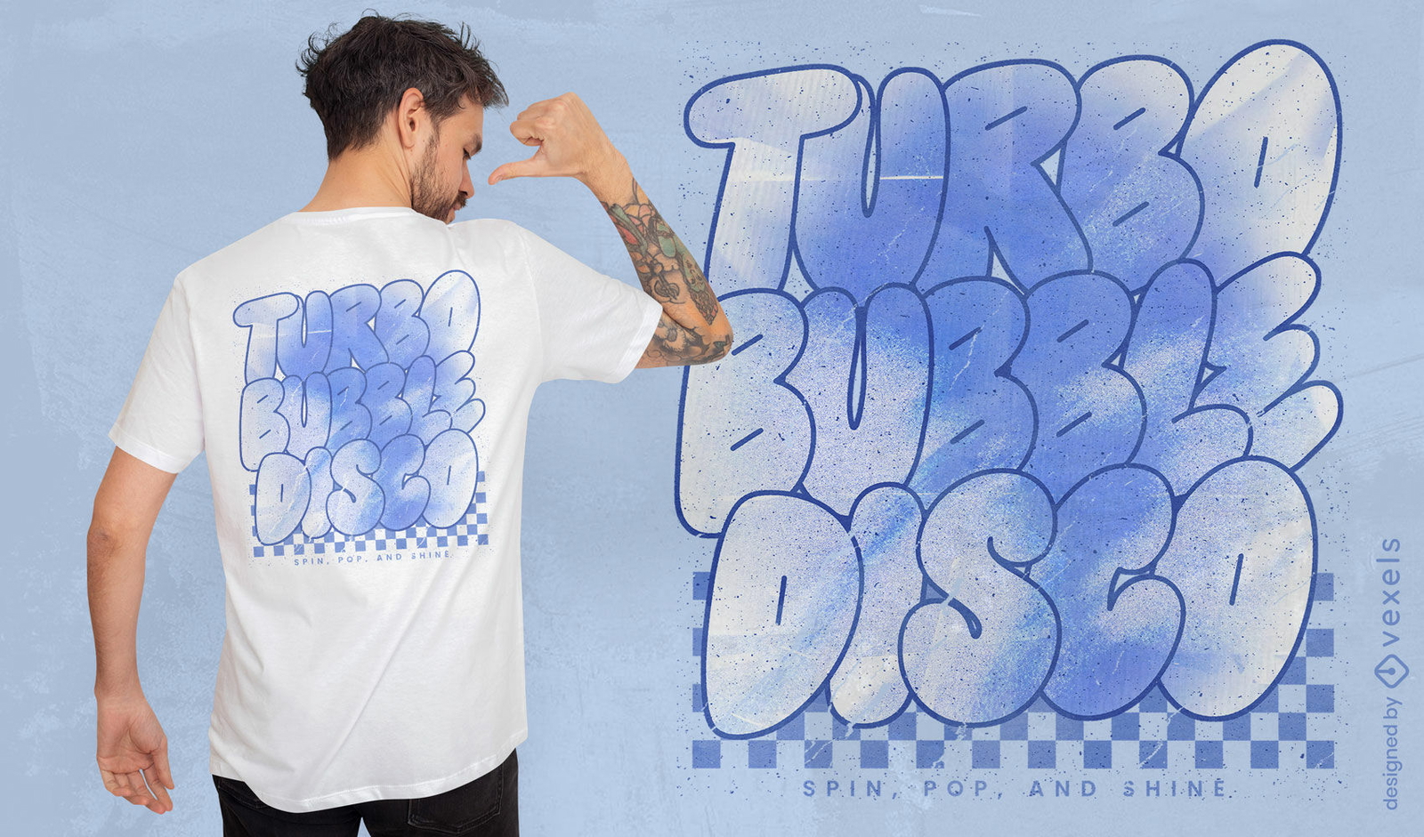 Design de camiseta em PSD com fonte bubble streetwear y2k