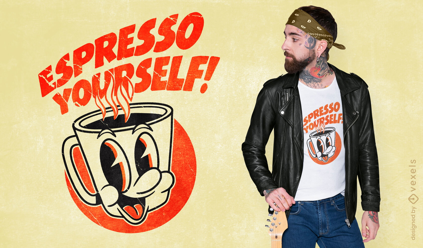 Diseño de camiseta PSD de dibujos animados "Espresso tú mismo"