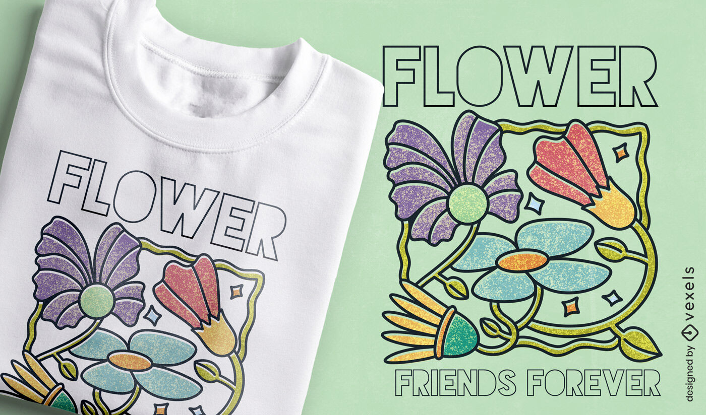 design de camiseta psd para amigos de flores