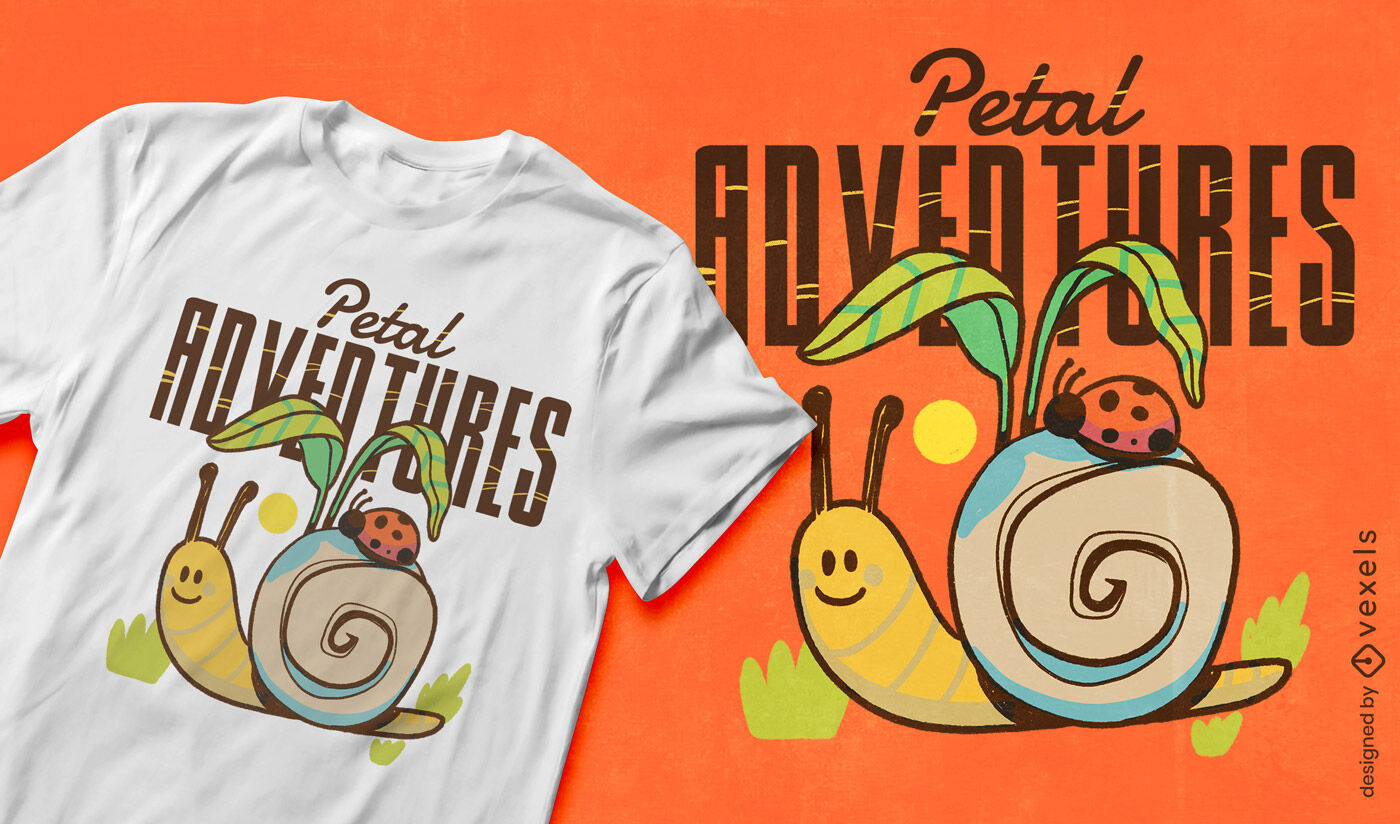 Diseño de camiseta de aventura de caracol