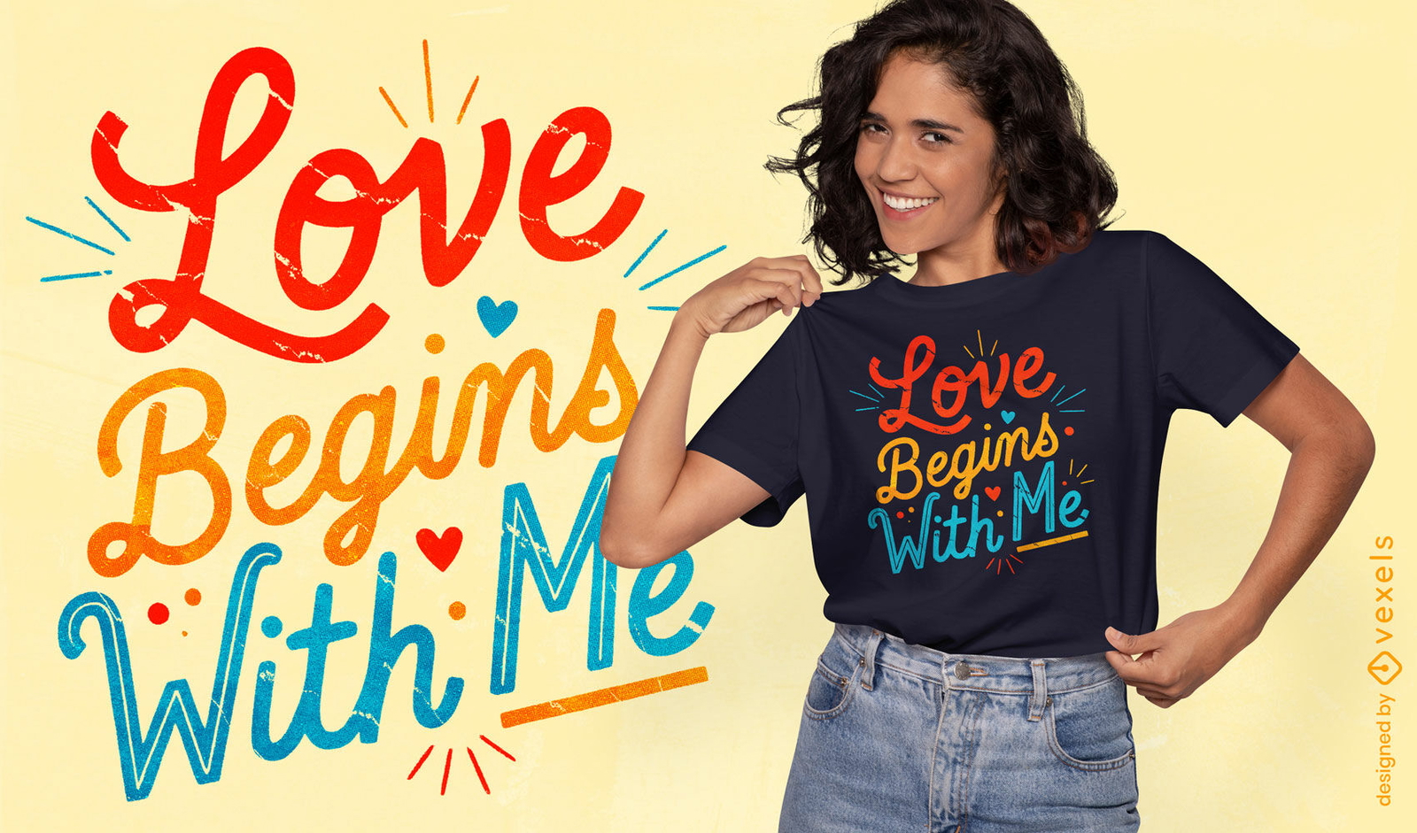 Design de camiseta "O amor começa comigo"