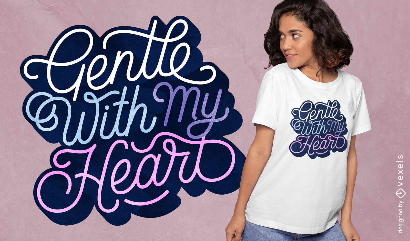 Design de camiseta "Gentil com meu coração"