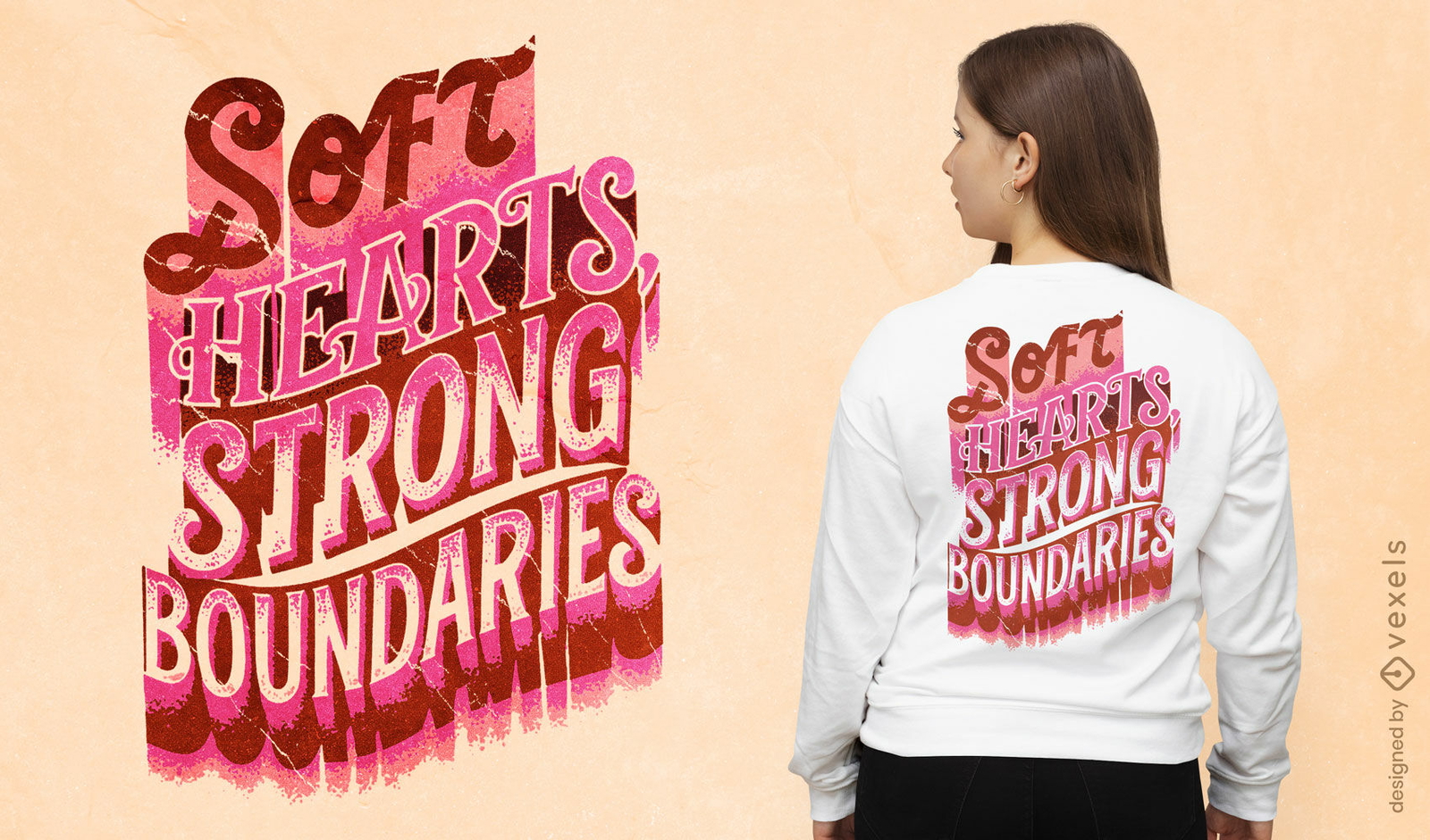 Design de camiseta com frase inspiradora sobre um coração mole