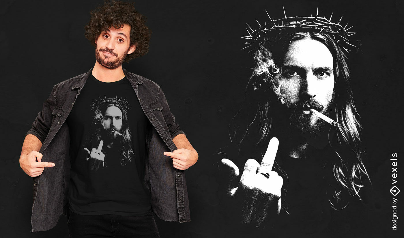 Jesus raucht PSD T-Shirt-Design