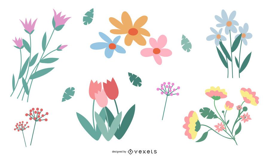Flower Vector Set in Color Flower Vector Set in Color