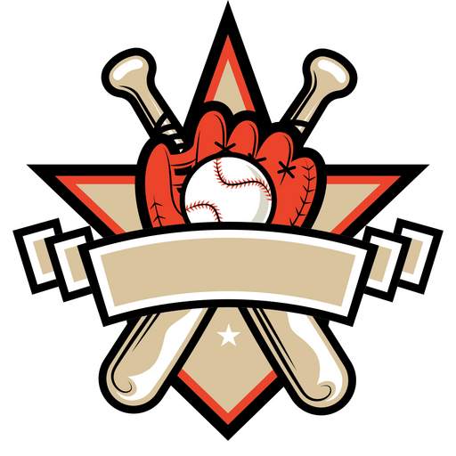 sin contenido Diseño PNG Dynamic t-shirt design featuring crossed baseball bats, a glove, and a ball, with a customizable banner