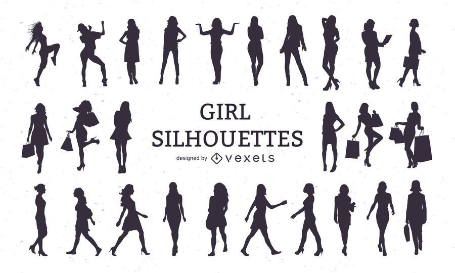 Conjunto de silhueta de menina Conjunto de silhueta de menina
