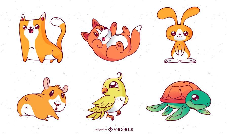 Vetores de animais de estimação dos desenhos animados Vetores de animais de estimação dos desenhos animados