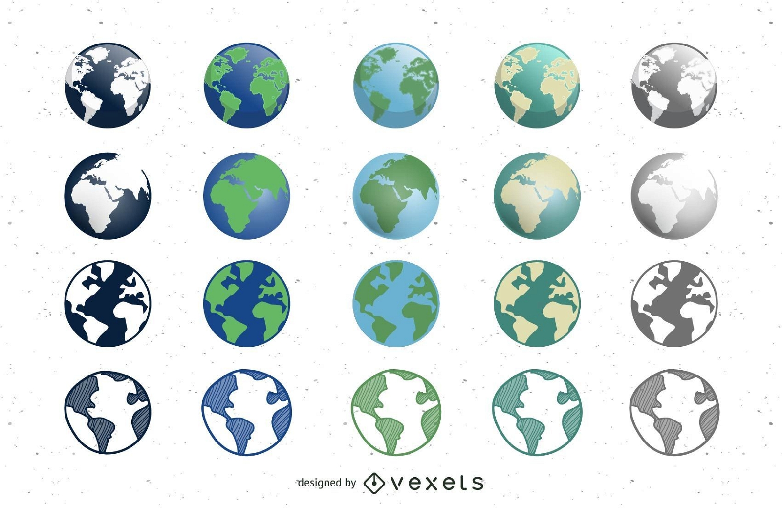 Conjunto de ícones do globo terrestre