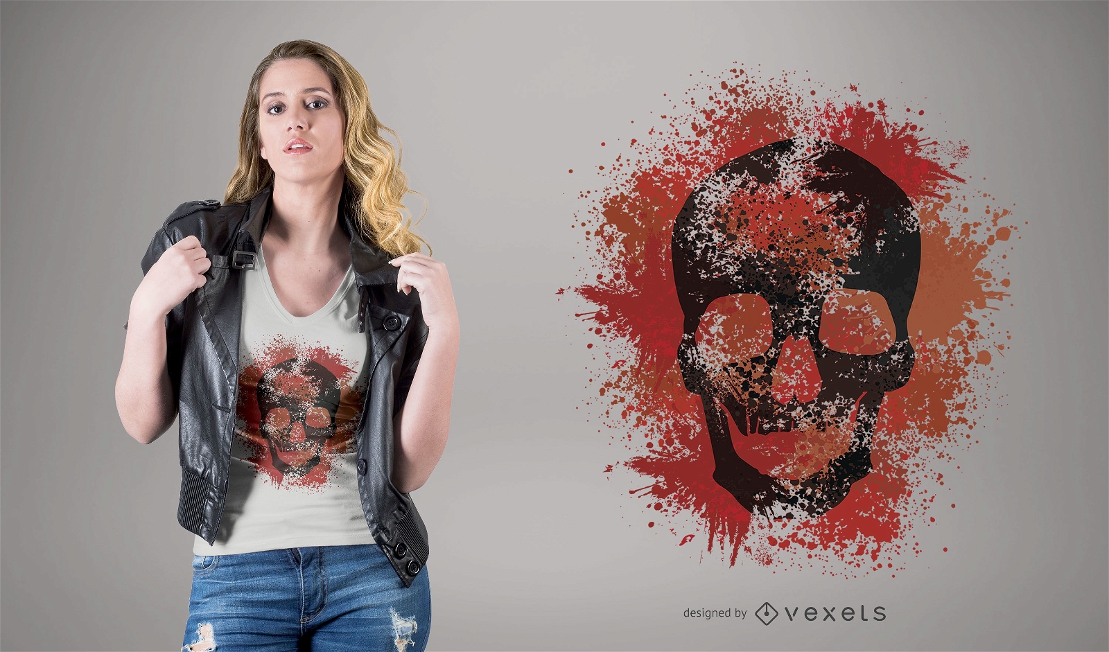 Grunge skull t-shirt design