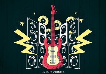Rock guitar illustration Template