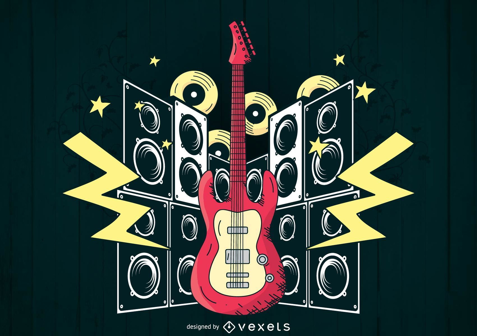 Plantilla de ilustración de guitarra de rock