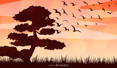 Afrikanische Landschaft Silhouette Vector Design