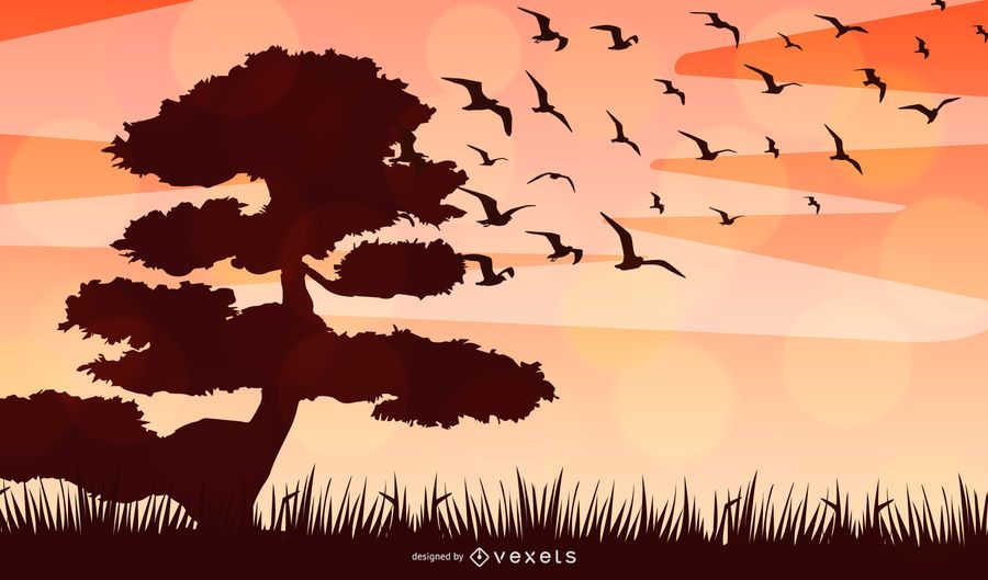 African Landscape Silhouette Vector Design African Landscape Silhouette Vector Design
