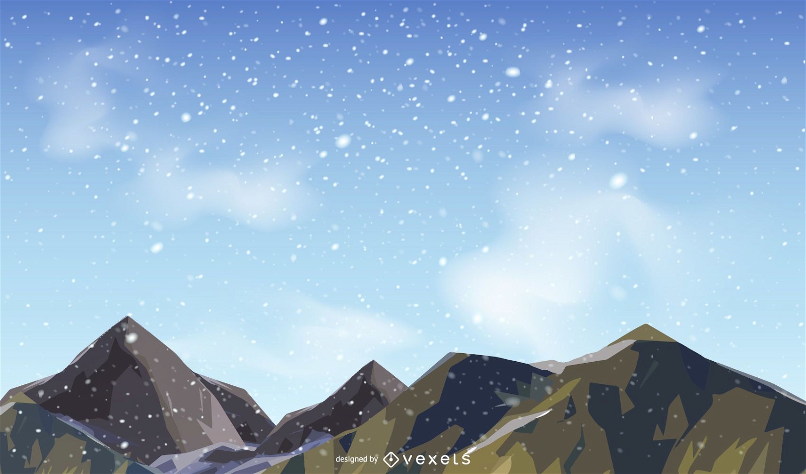 Desenho vetorial de montanhas nevadas