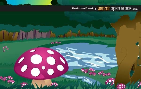 Diseño de ilustración de bosque de hongos